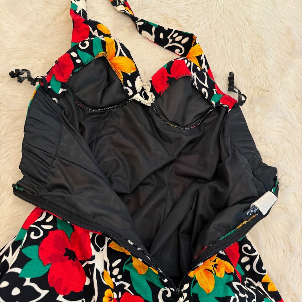 VTG 90s DBA-LA Floral Halter Dress 7 - Picture 5 of 12